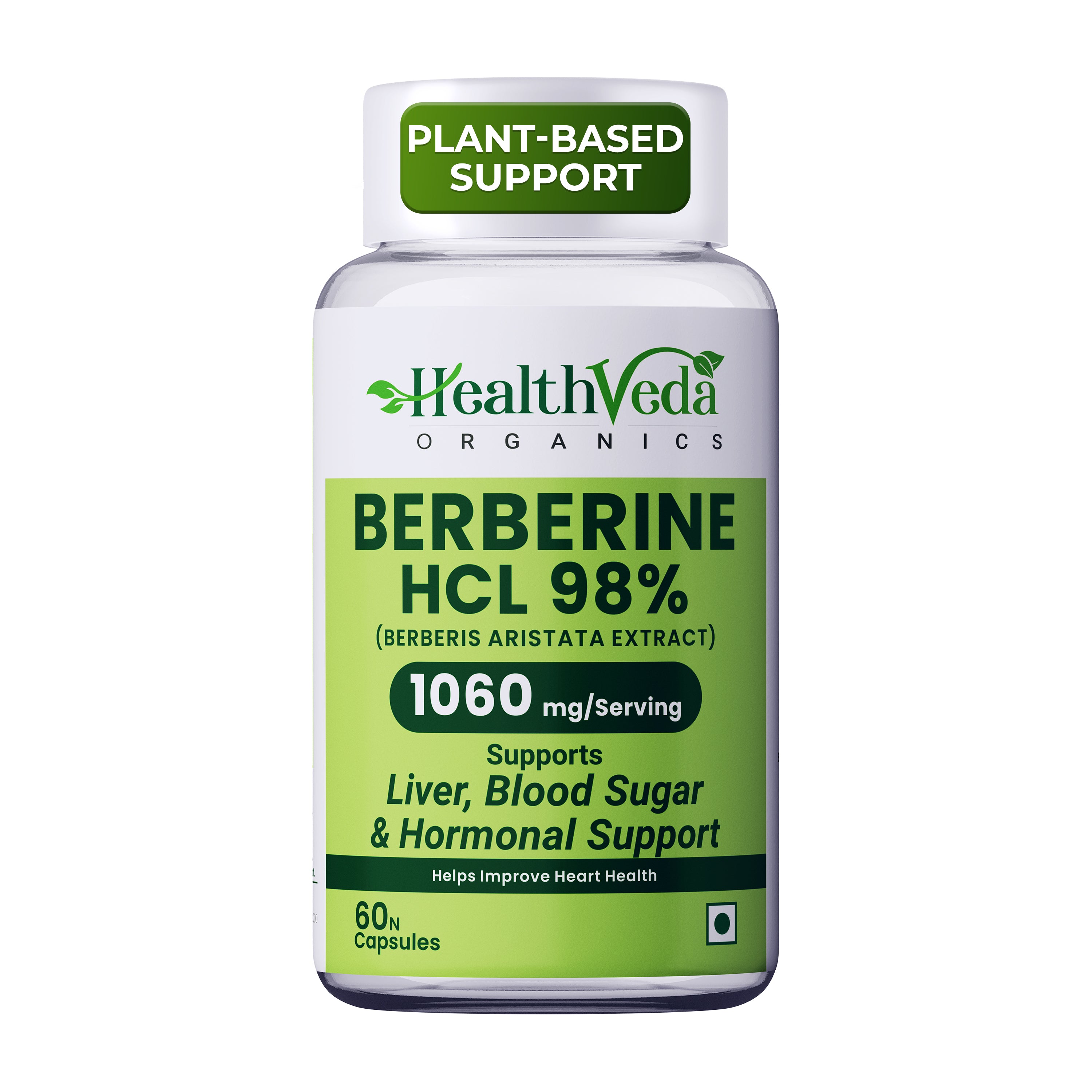Health Veda Organics Berberine Supplements | Berberine HCL 98% 500mg (1060mg per Serving) | Blood Sugar Support, Metabolism Booster | With Gymnema (Gudmar), Cinnamon, R-ALA, Milk Thistle & Chromium | 60 Veg Capsules