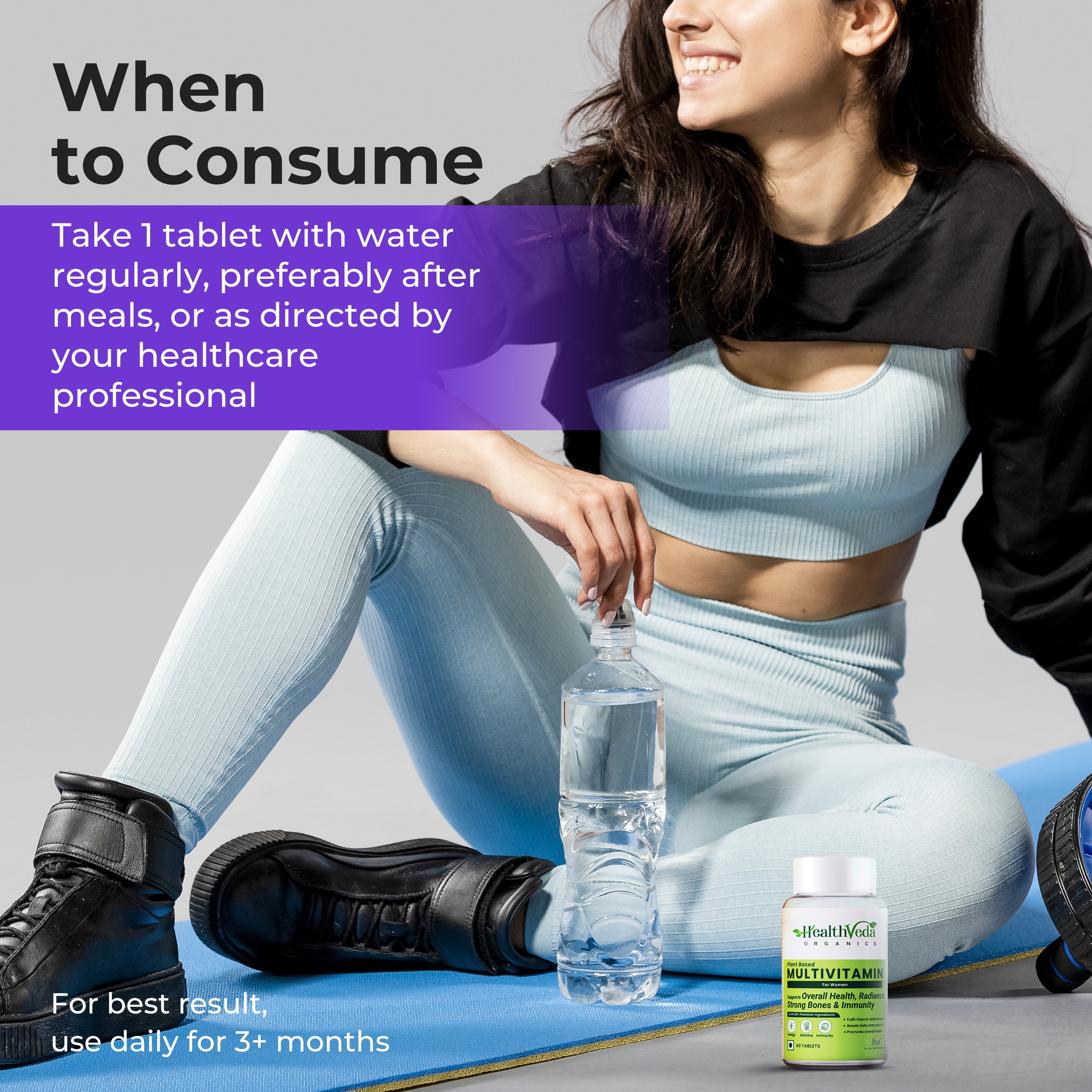 Health Veda Organics Multivitamin for women with Biotin, Vitamin C & 21 vital Nutrients for Overall Health, Radiance, Strong Bones & Immunity | 60 Veg Tablets