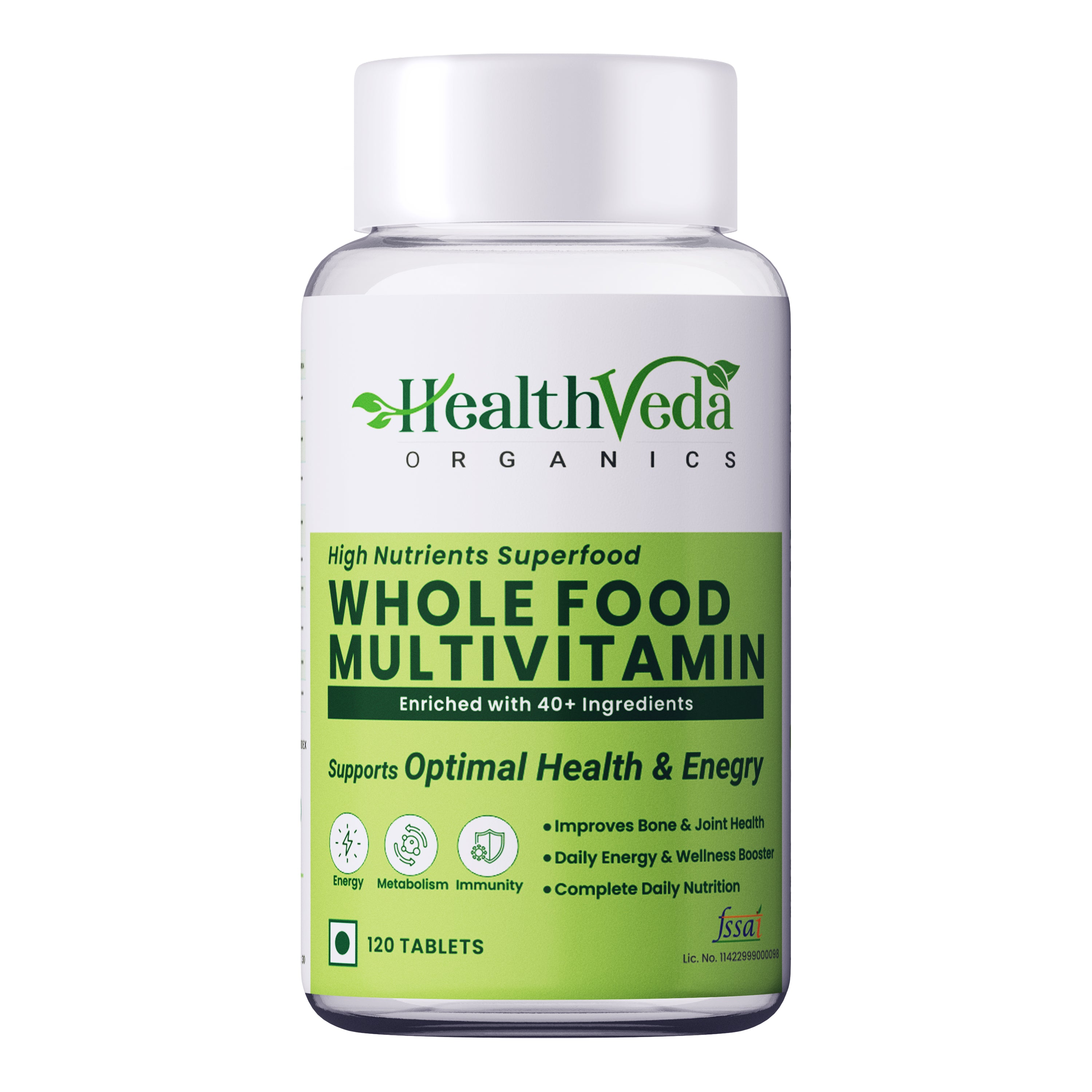 Health Veda Organics Whole Food Multivitamin – 120 Veg Tablets for Men & Women | For the Immunity, Daily Energy & Wellness Support