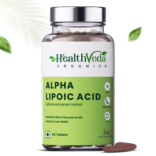 Health Veda Organics Alpha Lipoic Acid 300mg | 60 Veg Tablets | Boosts Liver Function, Maintains Healthy Blood Sugar, Antioxidant Support | For both Men & Women