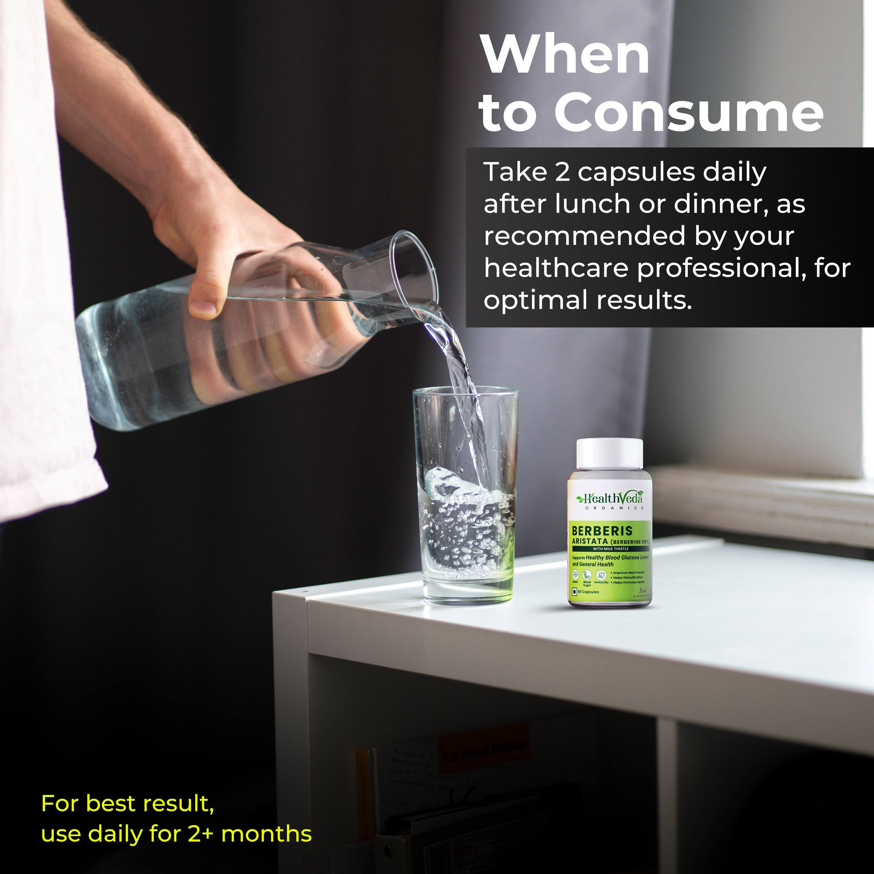 Health Veda Organics Berberis Aristata (98% Berberine) with Milk Thistle 60 Capsules Pack for Men and Women, Support Healthy Blood Glucose Level Support General Health, Help in Detoxification