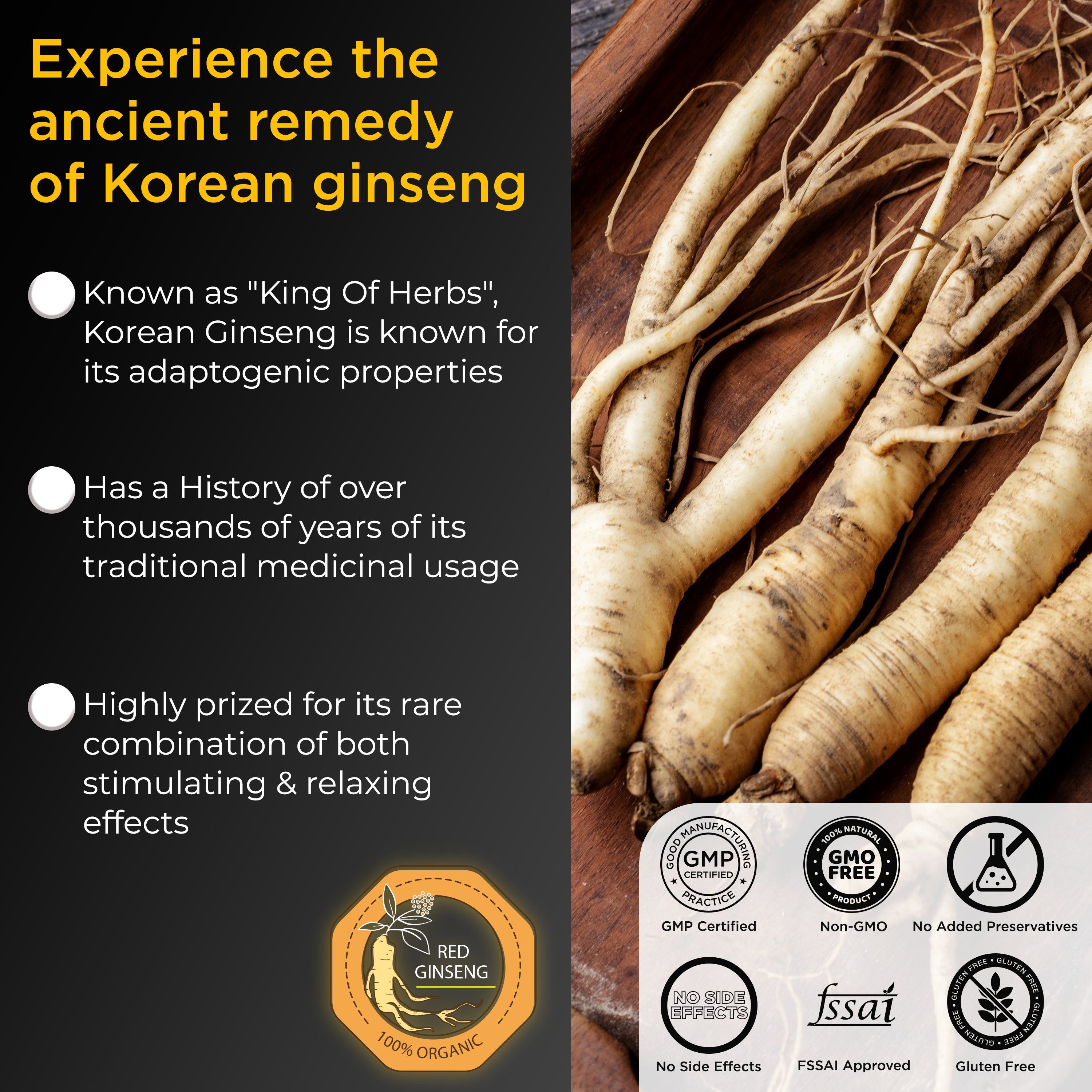 Health Veda Organics Korean Red Ginseng Capsules 1000 mg | Supports Brain Function, Boosts Immunity, Vitality, Energy & Focus- 60 Vegetarian Capsules