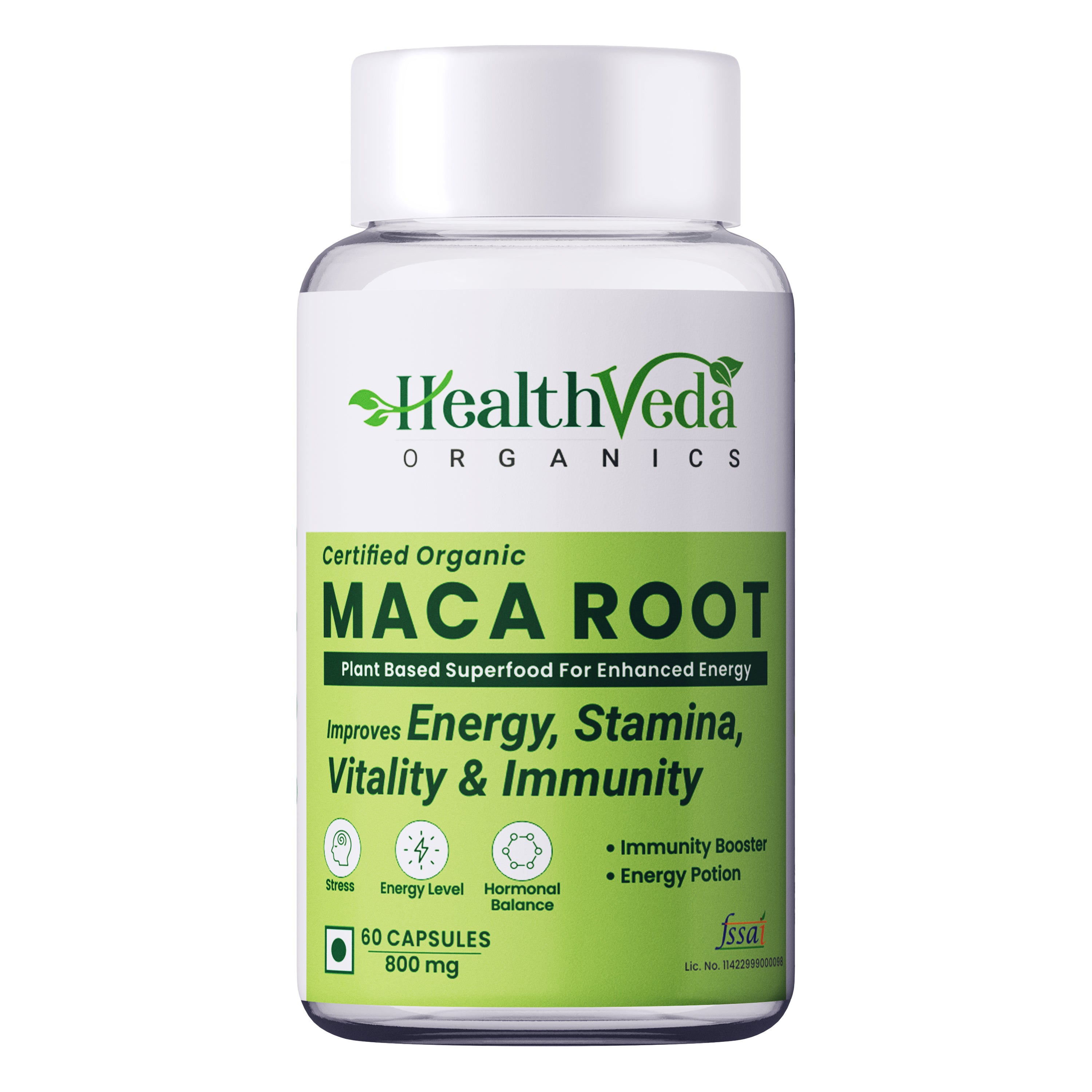 Health Veda Organics Maca Root Capsules 800 mg for Better Reproductive Health & Enhanced Performance, 60 Veg Capsules
