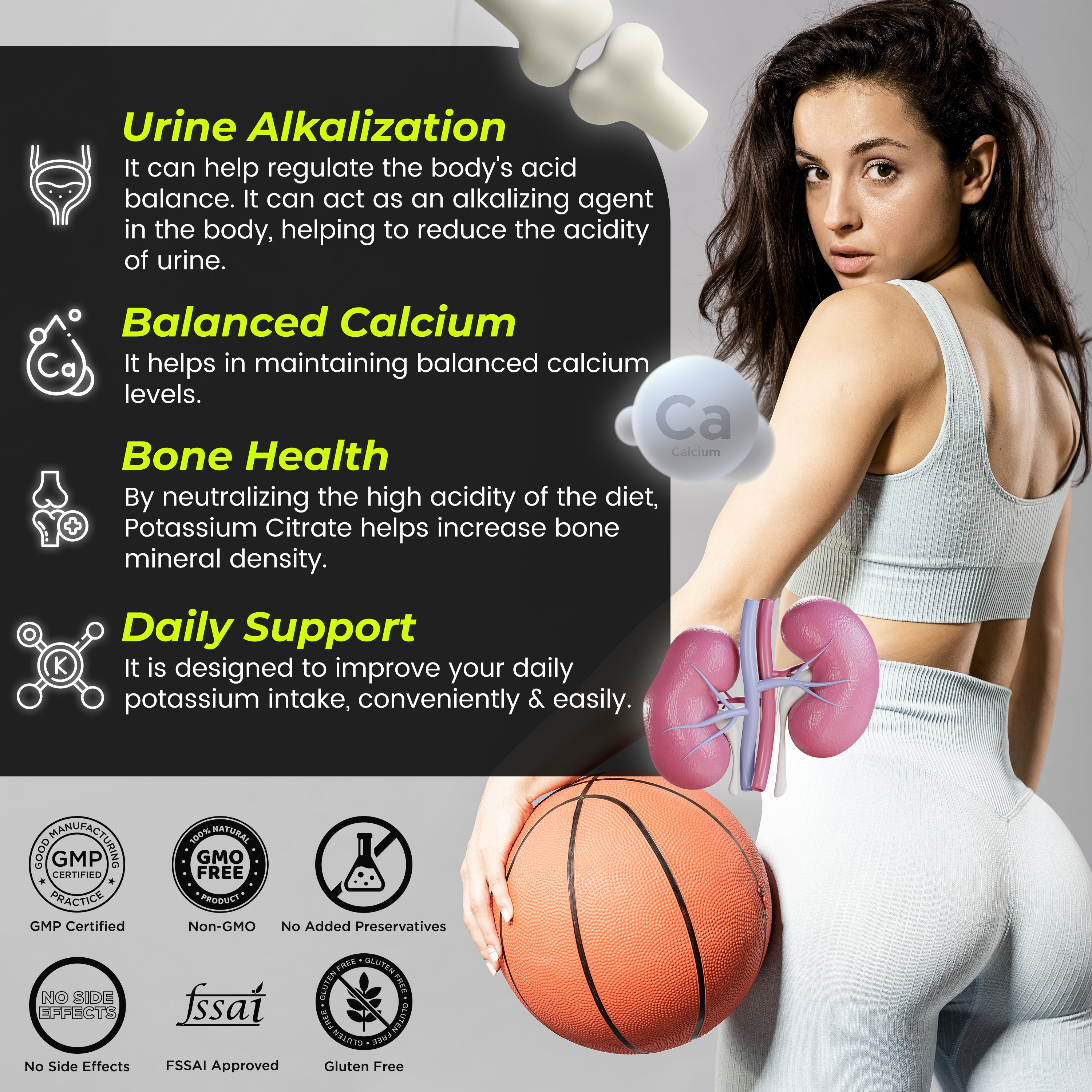 Health Veda Organics Potassium Citrate, 800 mg Tablets for Nerve, Muscle, Joint | Manages Fluid Balance | 60 Veg Tablets