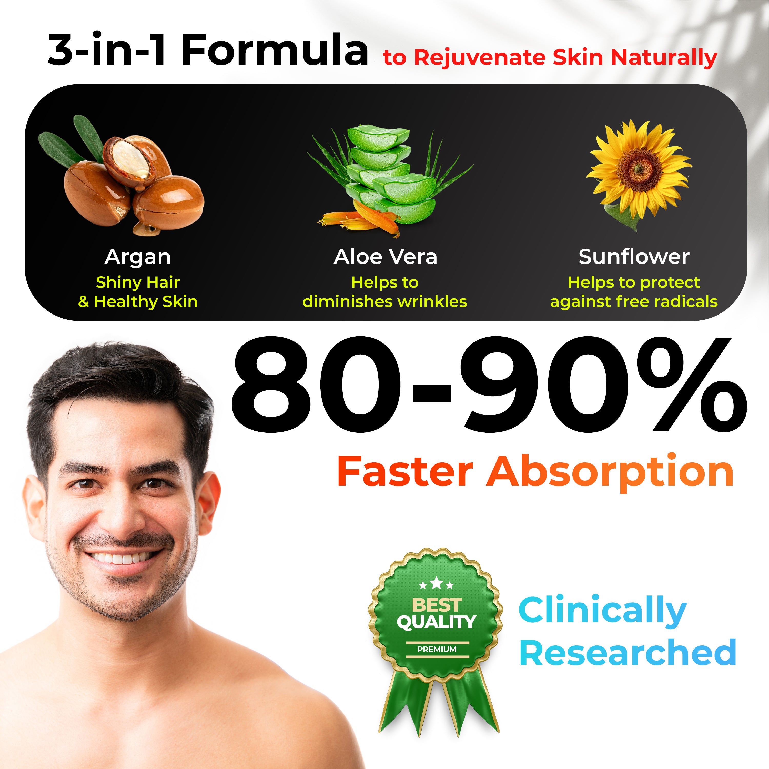 Health Veda Organics Vitamin E Capsules with Argan & Aloe Vera Oil | 60 Veg Capsules | Supports Healthy Hair & Beautiful Skin