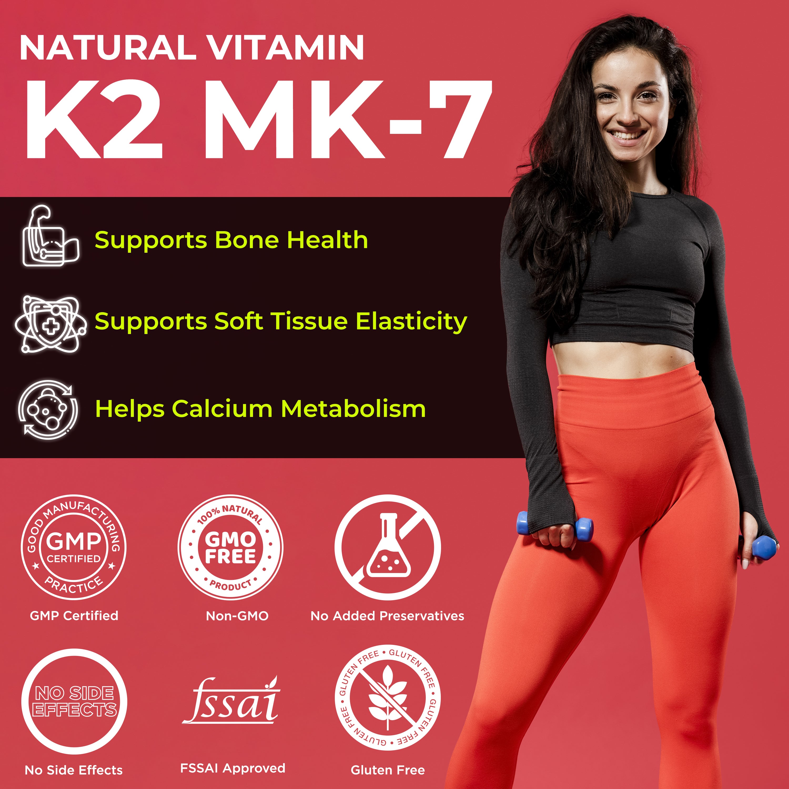 HEALTH VEDA ORGANICS PRIVATE LIMITED Vitamin K2 | 100% Vegetarian Vitamin K2 Benefits in Bone Health - 55mcg - 120 Vitamin K27 Capsules