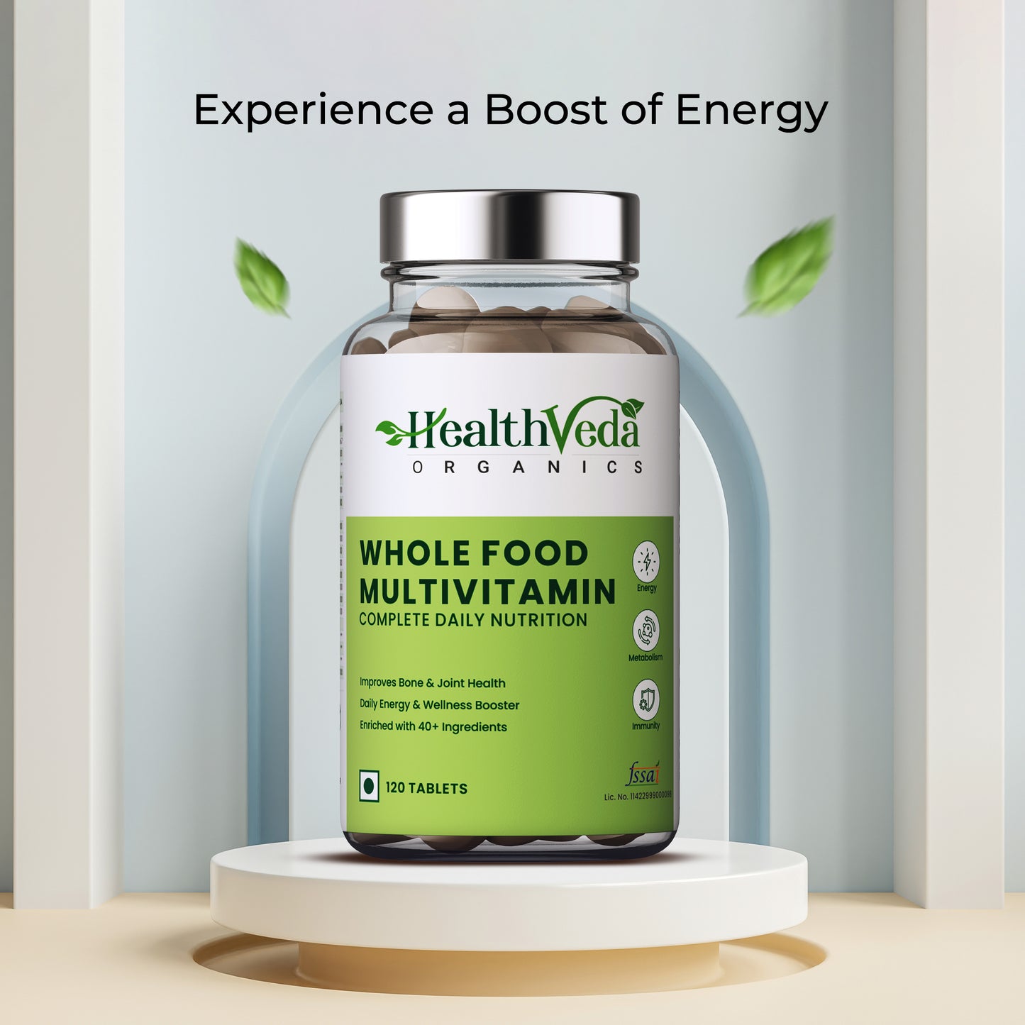 Whole Food Multivitamin packed with Natural Vitamins & Minerals Best for Energy, Brain, Heart Health, & Eye Health - 120 Veg Tablets for Men & Women