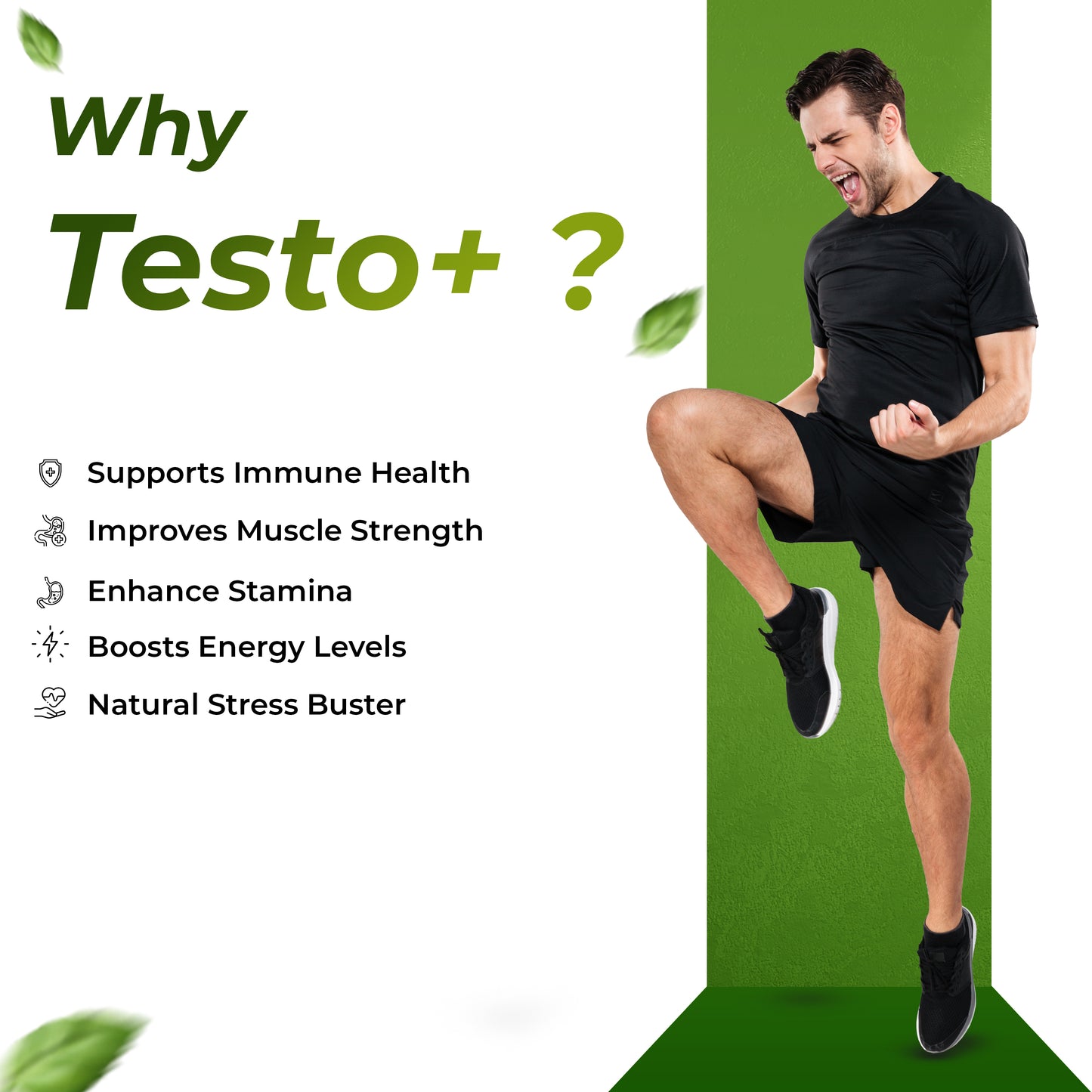 Health Veda Organics Plant Based Testo+ with Tribulus, Ashwagandha & Kaunch Beej | Improves Muscle Strength & Energy | 60 Veg Tablets for Men