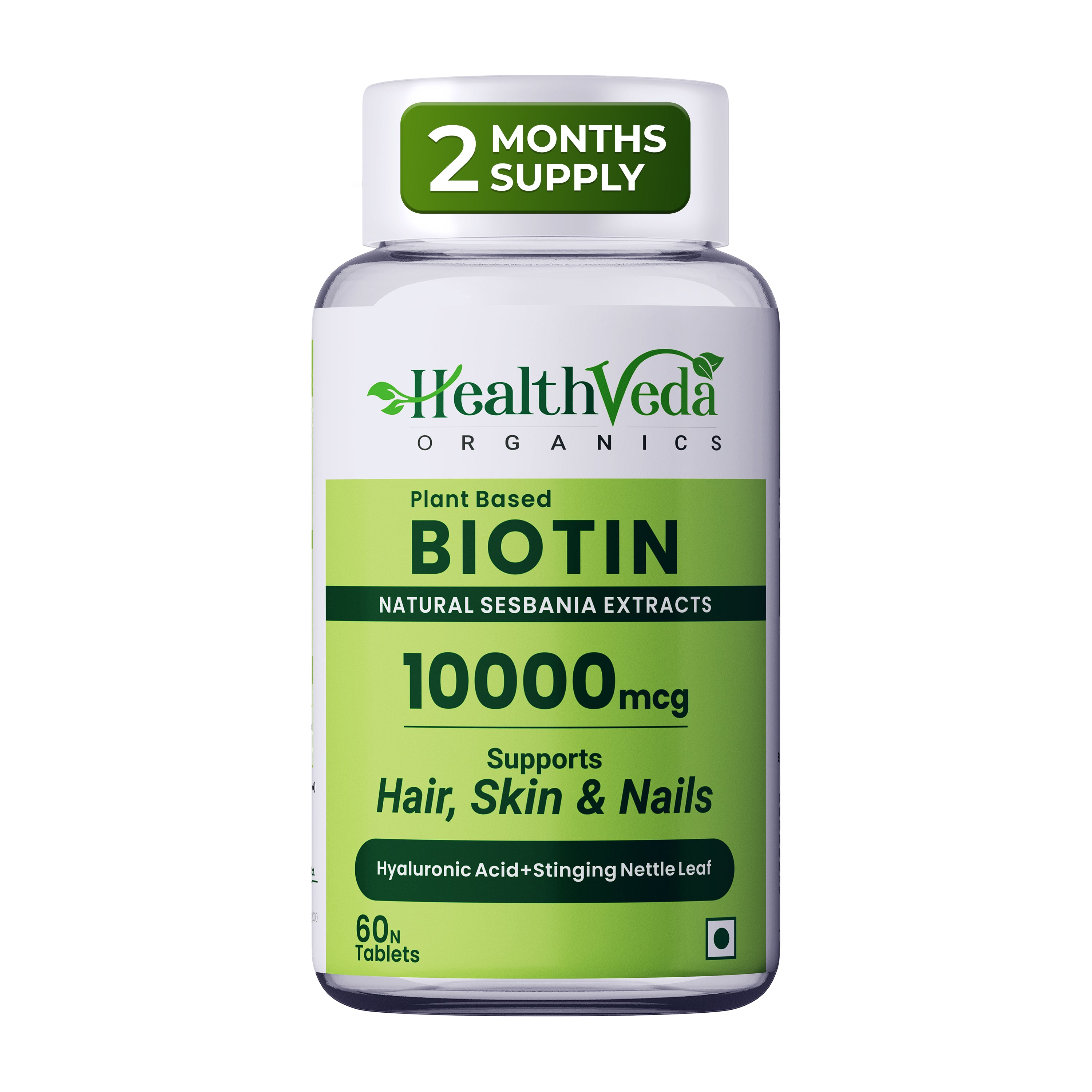Health Veda Organics Advance Biotin 30mcg Supplement for Strong Hair & Glowing Skin, 60 Veg Tablets