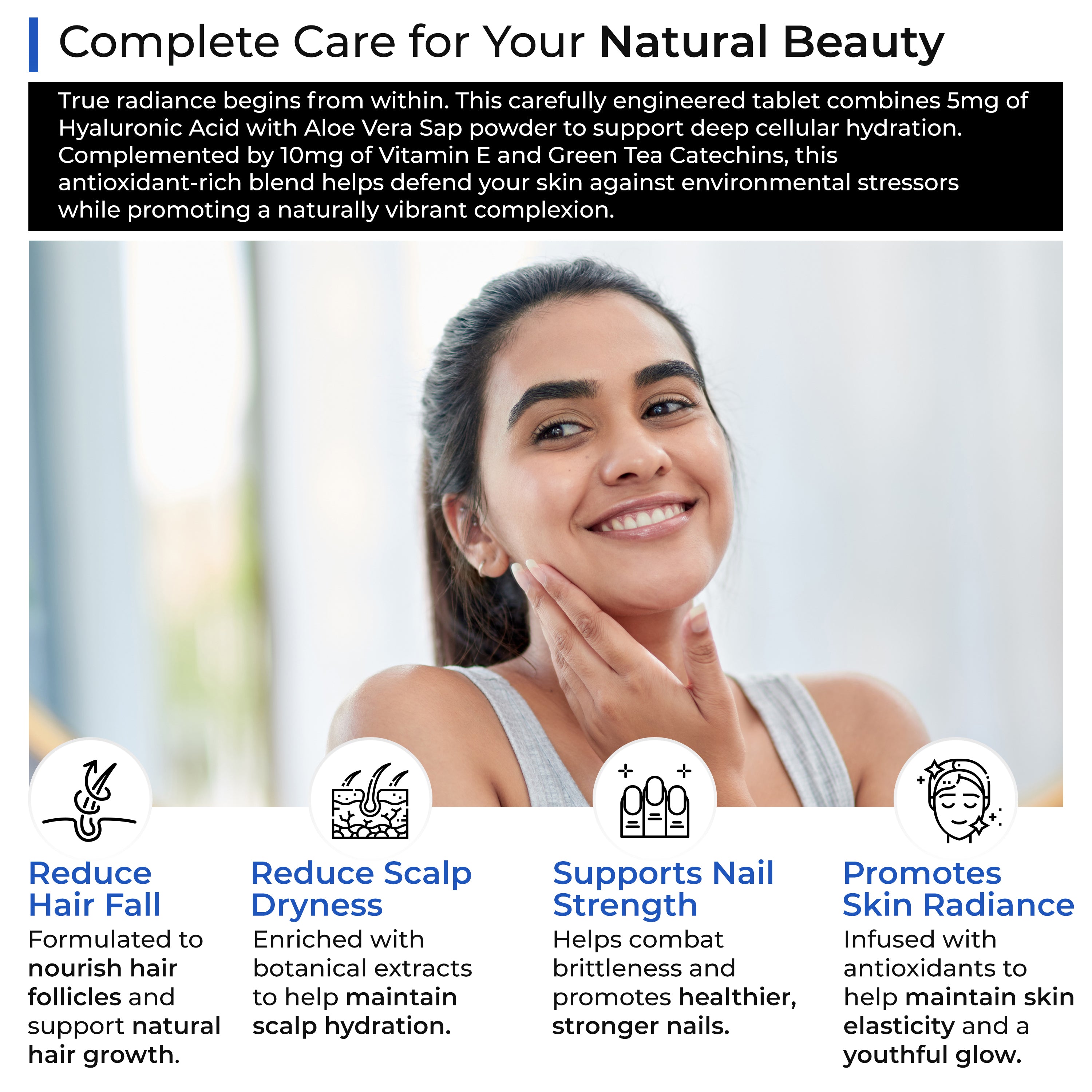 Health Veda Organics Biotin Tablets for Hair Growth | Biotin Supplement 10000mcg for Men & Women | Supports Hair, Skin & Nails | With Bhringraj, Stinging Nettle, Green Tea, Zinc & Vitamin E | 60 Tablets