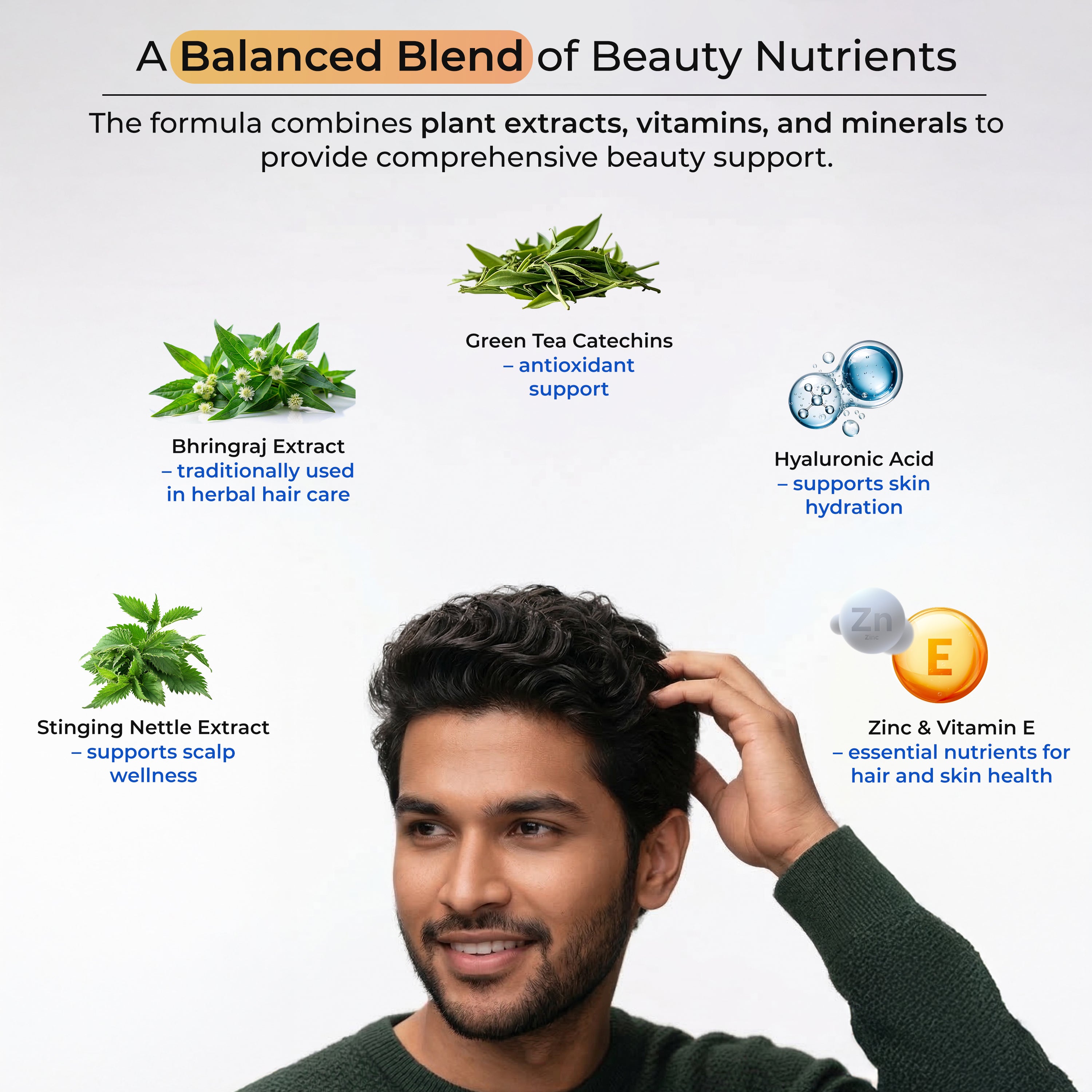 Health Veda Organics Biotin Tablets for Hair Growth | Biotin Supplement 10000mcg for Men & Women | Supports Hair, Skin & Nails | With Bhringraj, Stinging Nettle, Green Tea, Zinc & Vitamin E | 60 Tablets