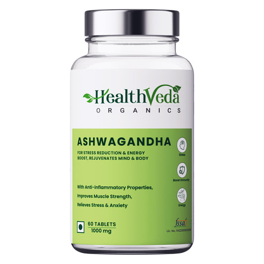 Health Veda Organics Ashwagandha 1000mg Tablets | Immunity Booster & Relieves Stress |60 Veg Tablets