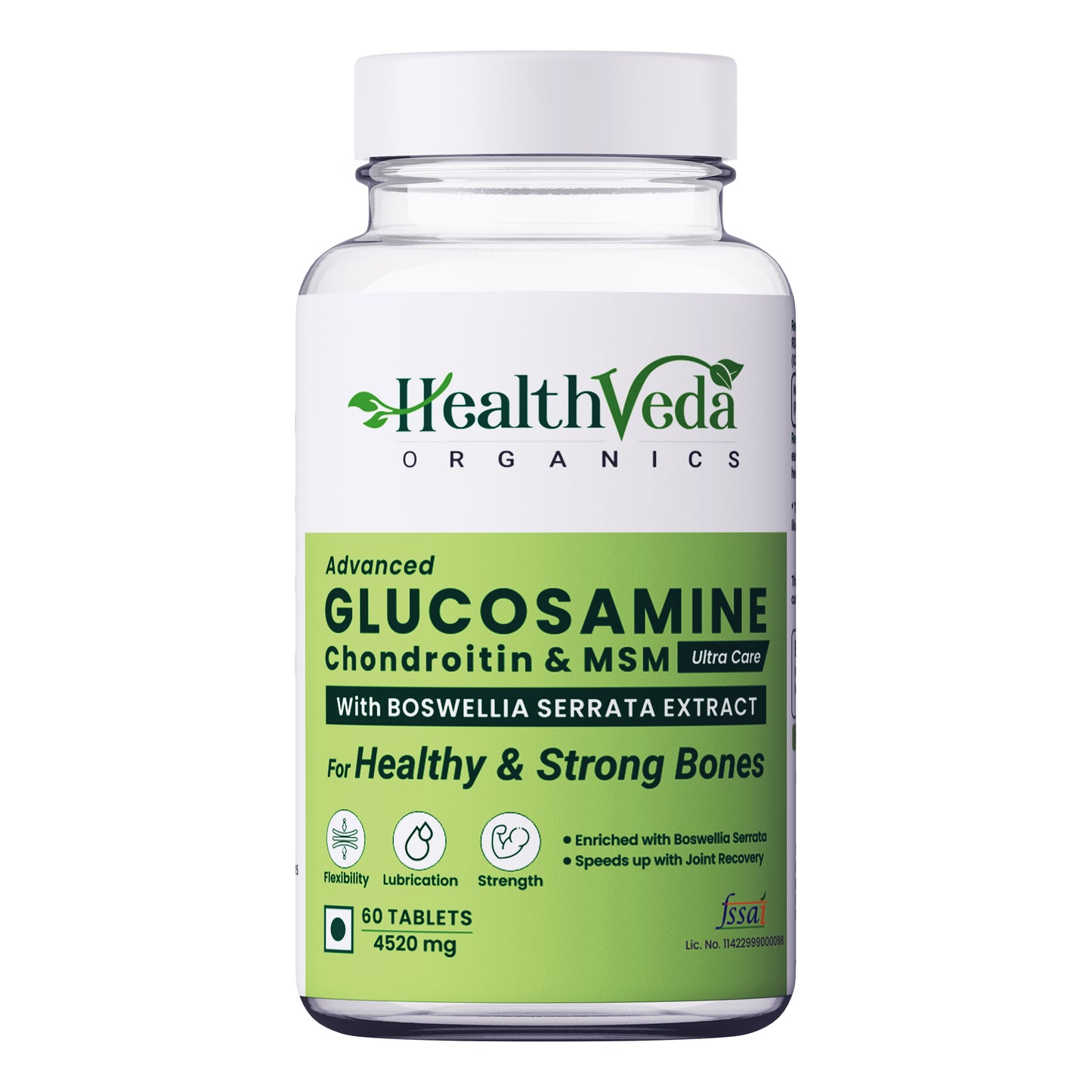 Health Veda Organics Glucosamine Chondroitin MSM with Boswellia | Cartilage & Joint Support Supplement | Glucosamine for Joint Relieves Pain and Stiffness - 60 Vegetarian Tablet