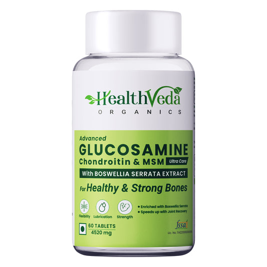 Health Veda Organics Glucosamine Chondroitin MSM with Boswellia | Cartilage & Joint Support Supplement | Glucosamine for Joint Relieves Pain and Stiffness - 60 Vegetarian Tablet