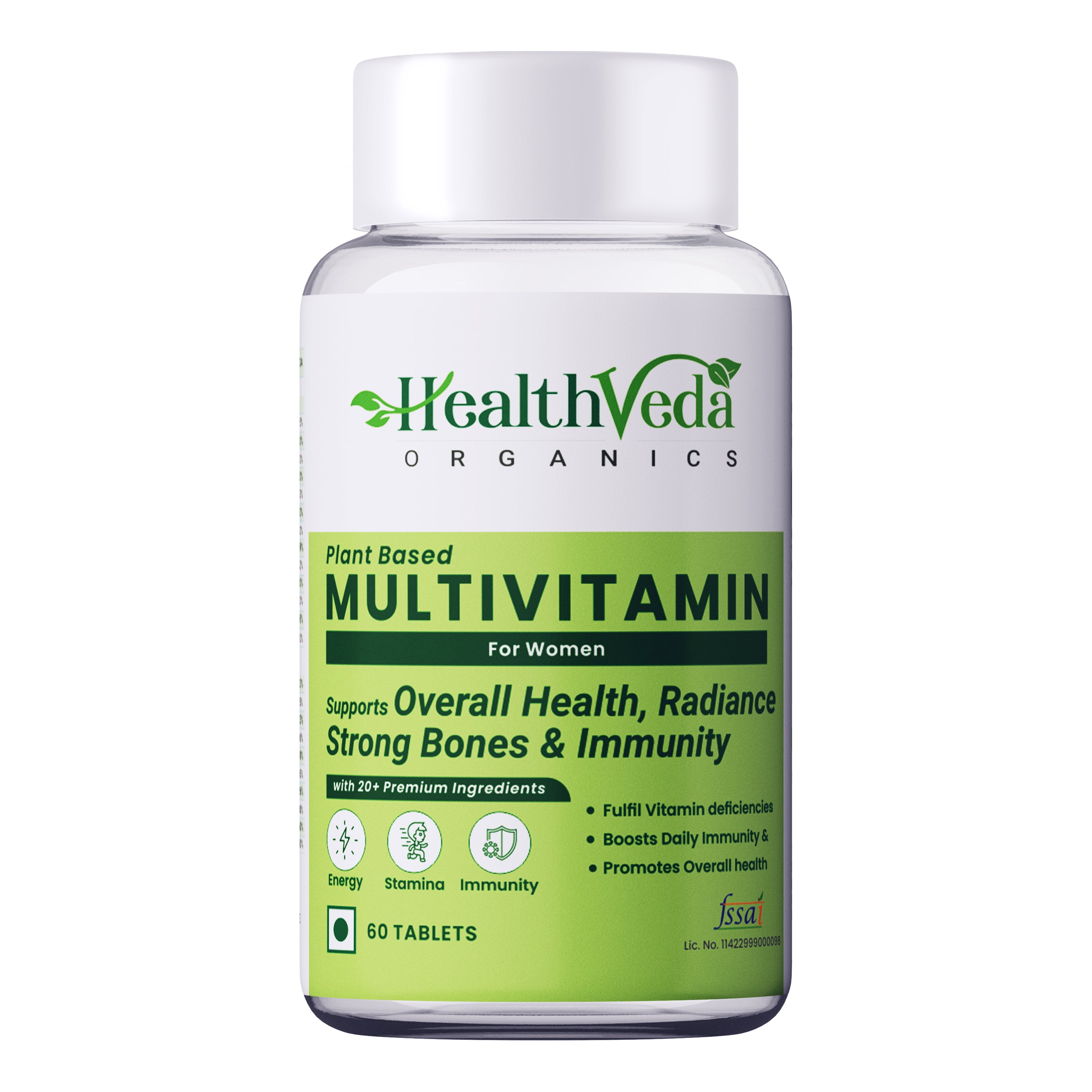 Health Veda Organics Multivitamin for women with Biotin, Vitamin C & 21 vital Nutrients for Overall Health, Radiance, Strong Bones & Immunity | 60 Veg Tablets
