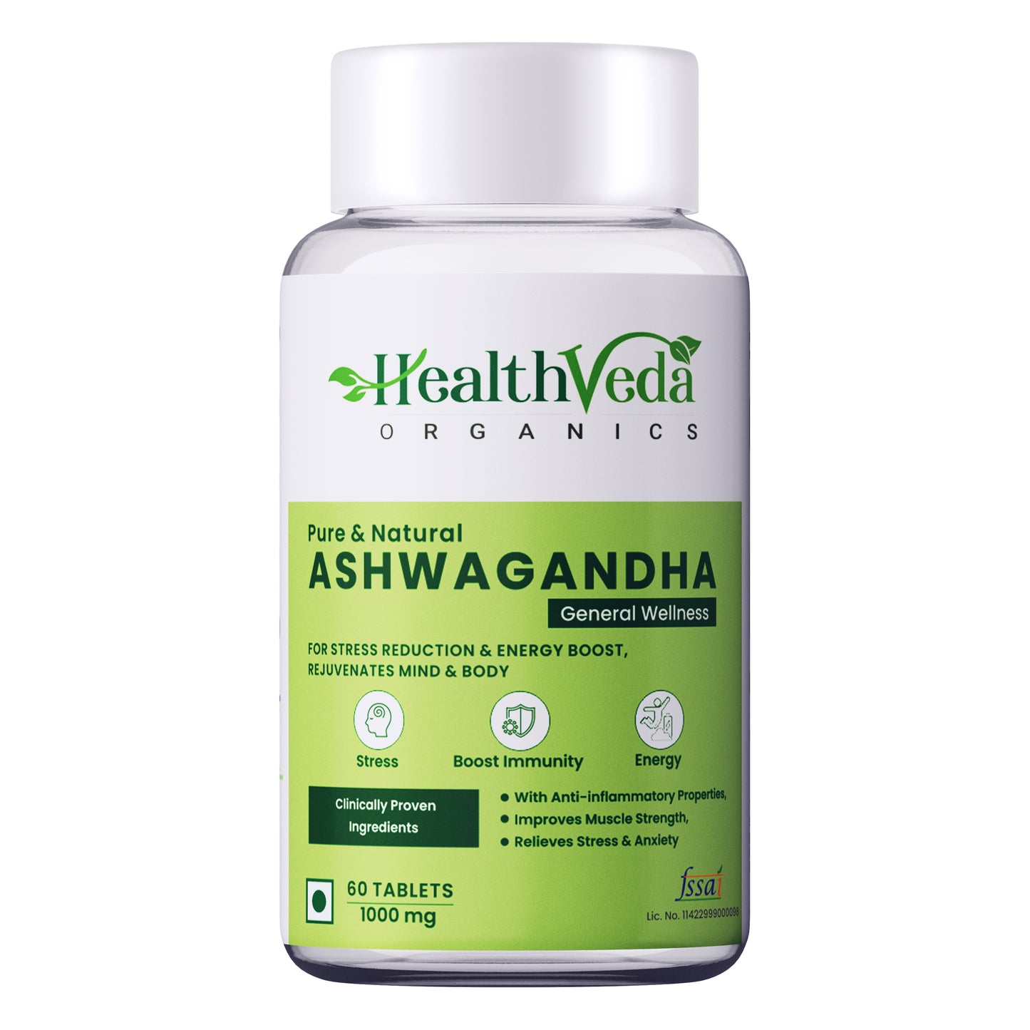 Health Veda Organics Ashwagandha 1000mg Tablets | Immunity Booster & Relieves Stress |60 Veg Tablets