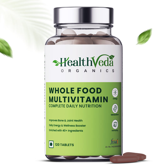 Whole Food Multivitamin packed with Natural Vitamins & Minerals Best for Energy, Brain, Heart Health, & Eye Health - 120 Veg Tablets for Men & Women