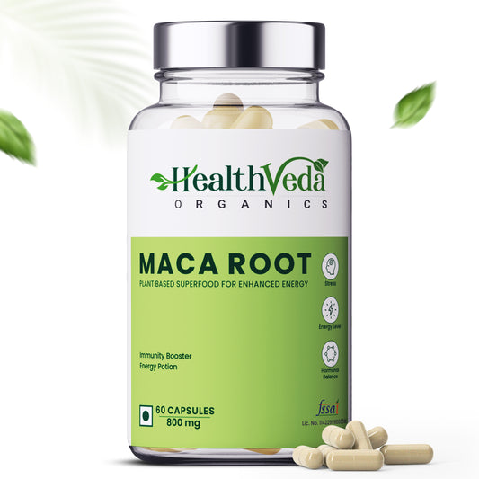 Health Veda Organics Maca Root Capsules 800 mg for Better Reproductive Health & Enhanced Performance, 60 Veg Capsules
