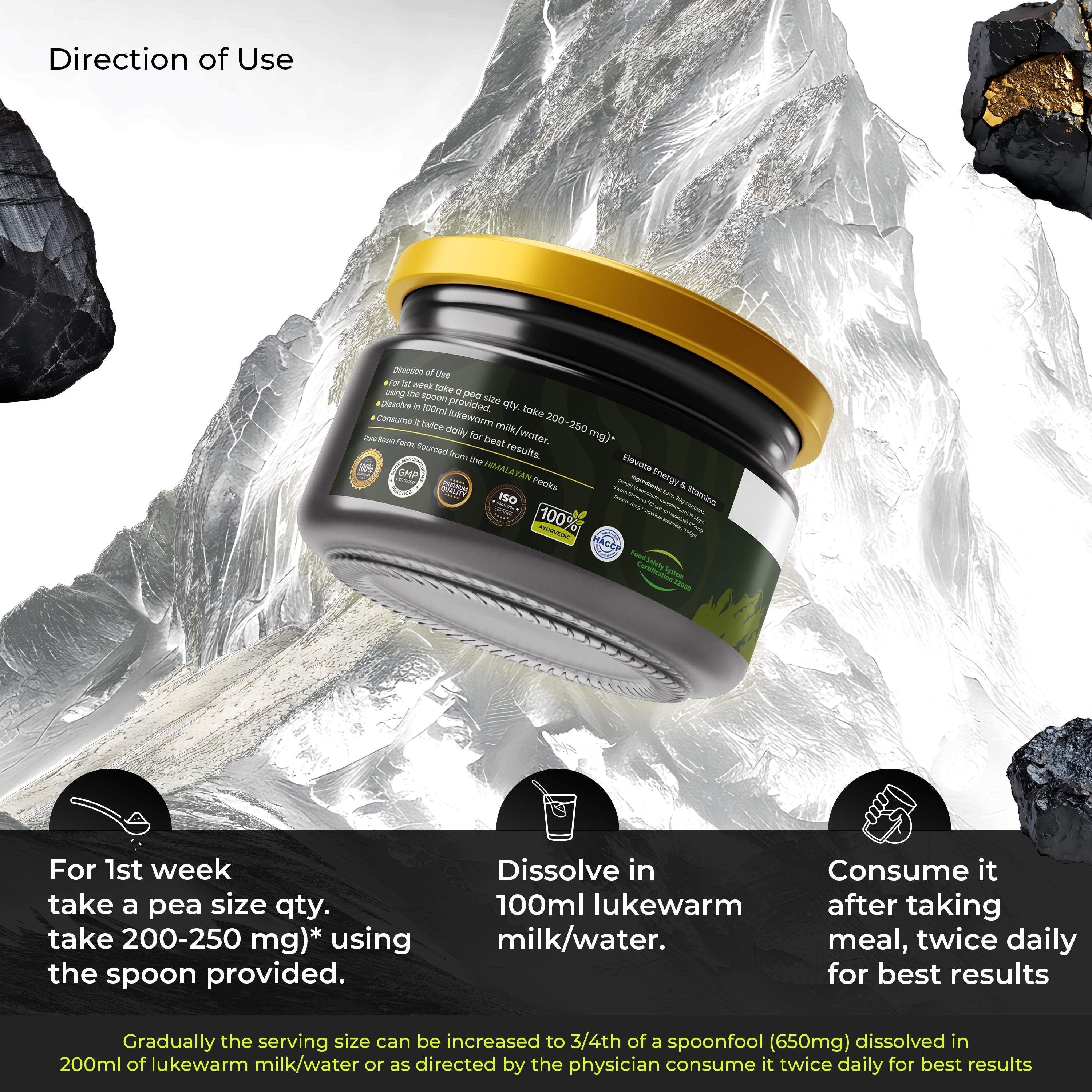 Health Veda Organics Himalayan Pure Shilajit Gold Resin (20 gm) | Lab Tested, Contains 24K Gold | Helps to Boost Immunity, Stamina & Overall Health