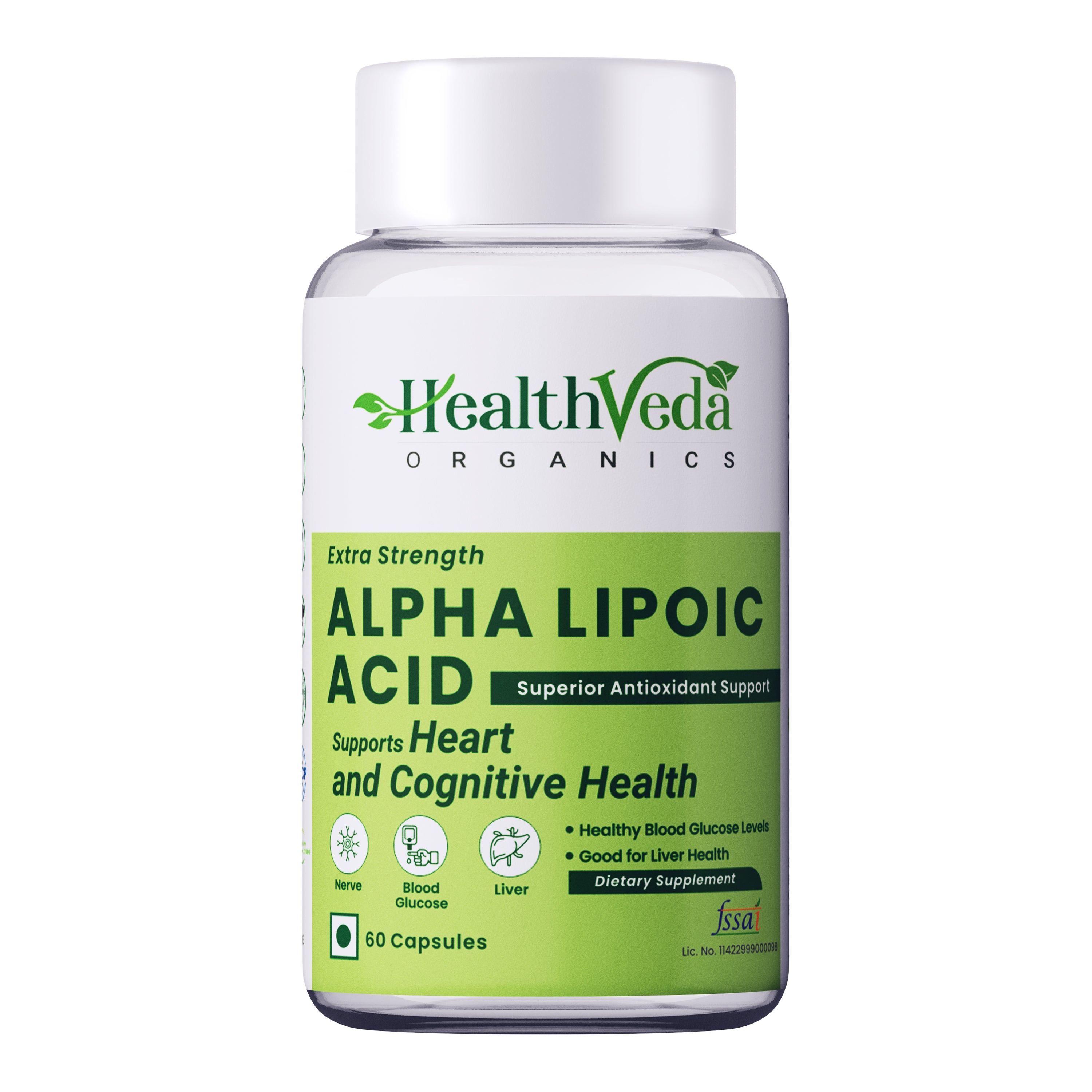 Health Veda Organics Alpha Lipoic Acid 300mg | 60 Veg Tablets | Boosts Liver Function, Maintains Healthy Blood Sugar, Antioxidant Support | For both Men & Women