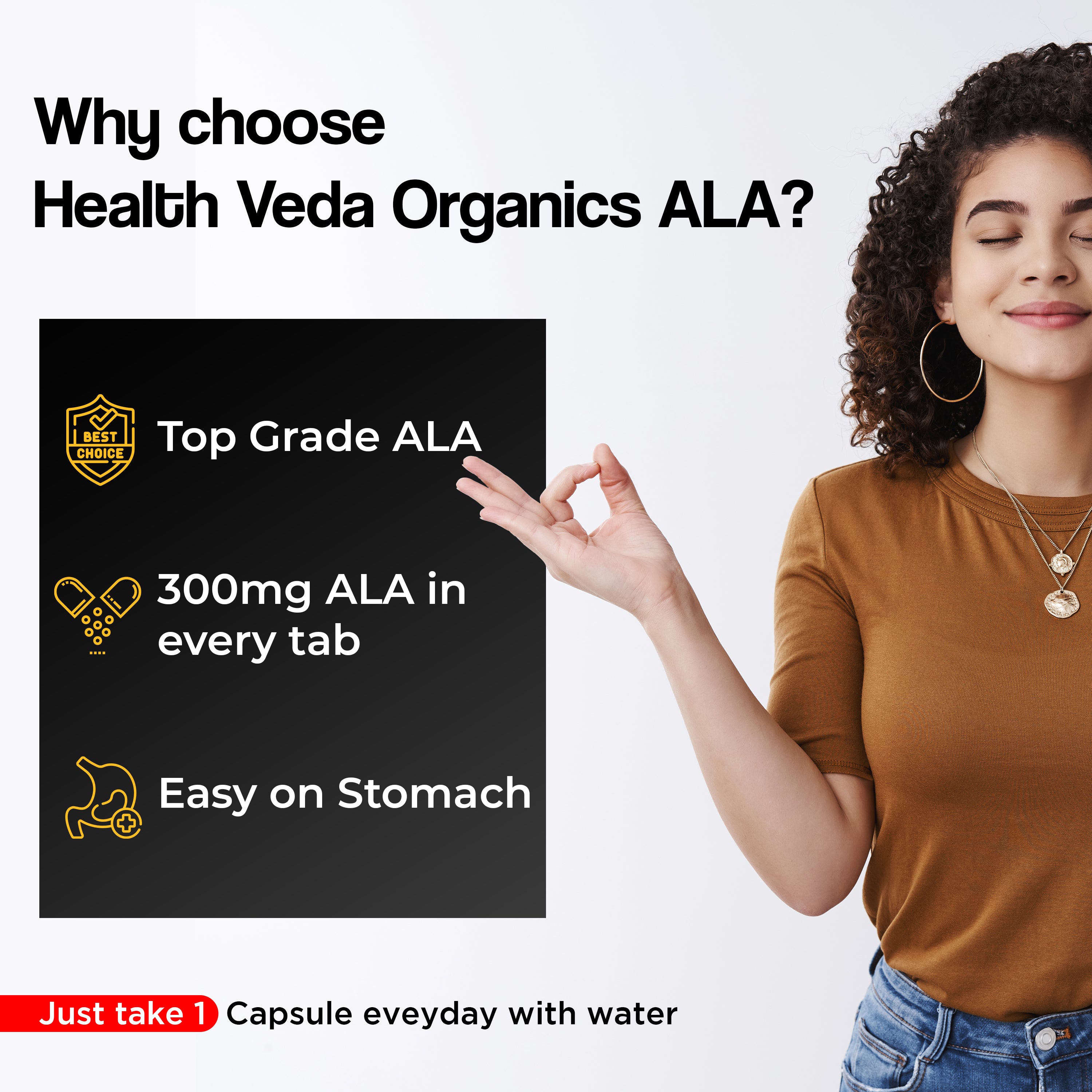 Health Veda Organics Alpha Lipoic Acid 300mg | 60 Veg Tablets | Boosts Liver Function, Maintains Healthy Blood Sugar, Antioxidant Support | For both Men & Women