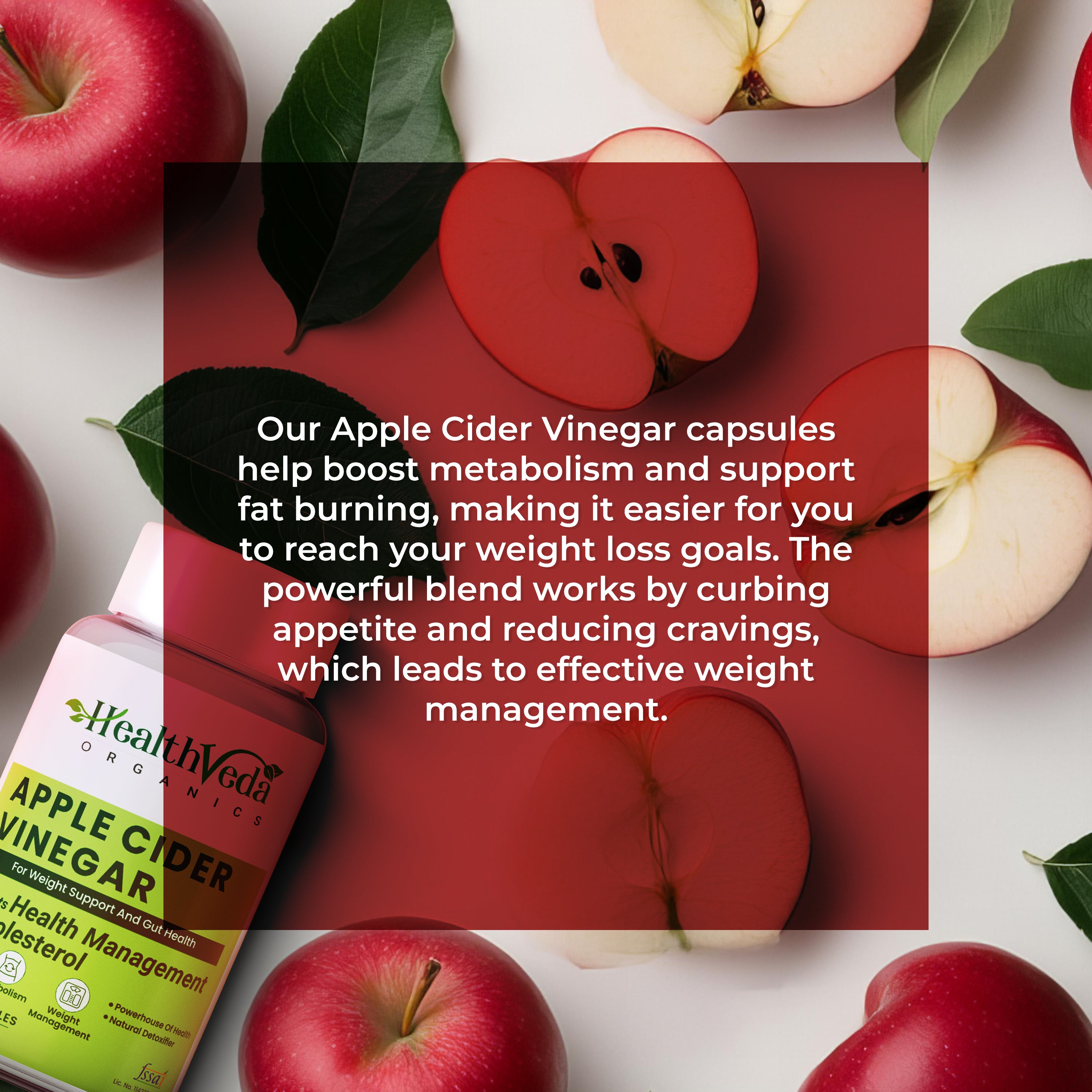 Health Veda Organics Apple Cider Vinegar 500 mg Capsules for Weight Loss & Improves Cholesterol Levels - 60 Veg Capsules