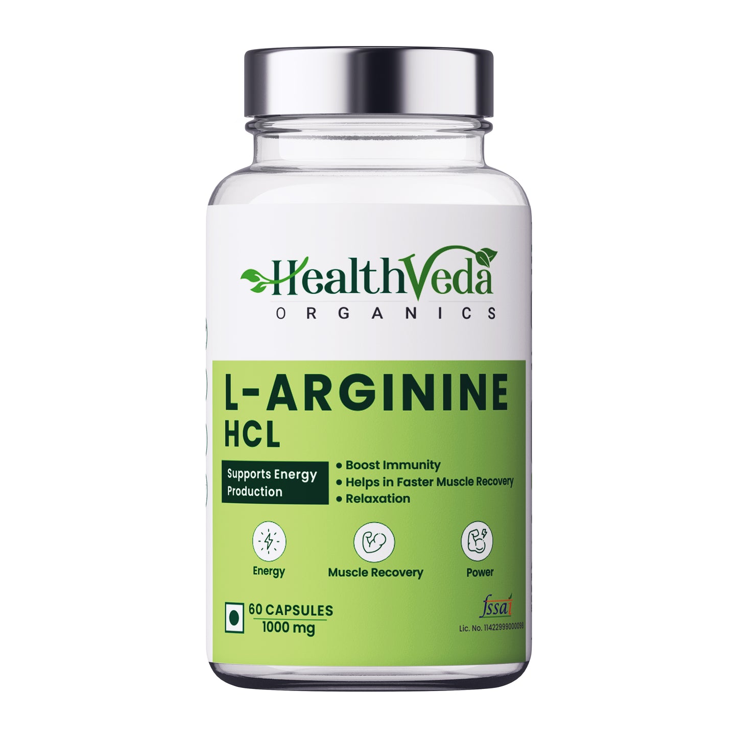 Health Veda Organics L Arginine 1000 mg with Chromium Picolinate | 60 Veg Capsules| Good for Muscle Growth, Stamina, Recovery, Immune Booster & Energy | For Both Men & Women