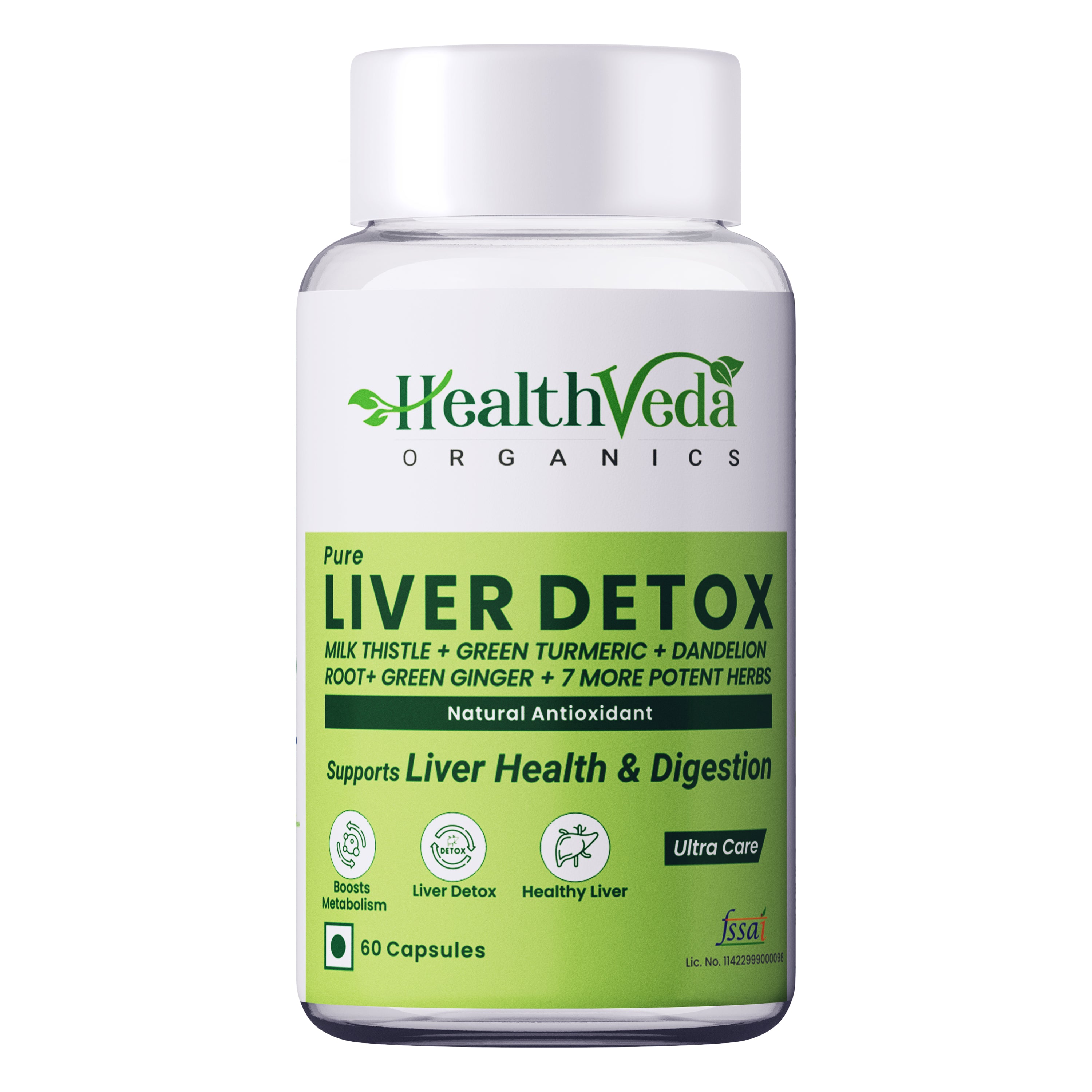 Health Veda Organics Liver Support Capsules - 60 Veg Capsules