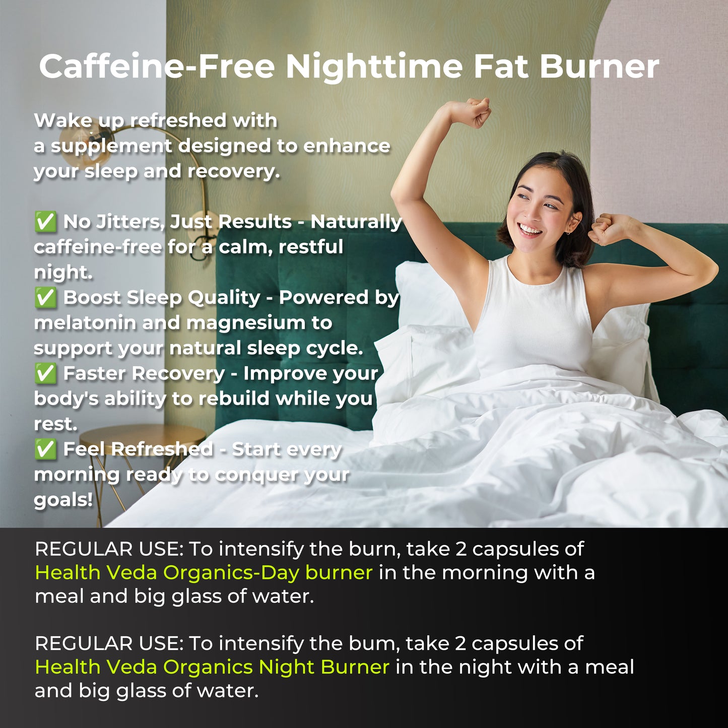 Health Veda Organics Day & Night Fat Burner Capsules for Men & Women | 24-Hour Metabolic Support & Weight Loss Support | 60 Capsules Each Pack