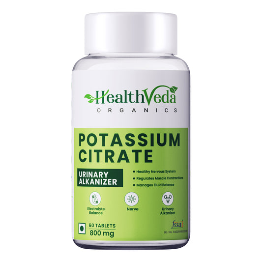 Health Veda Organics Potassium Citrate, 800 mg Tablets for Nerve, Muscle, Joint | Manages Fluid Balance | 60 Veg Tablets