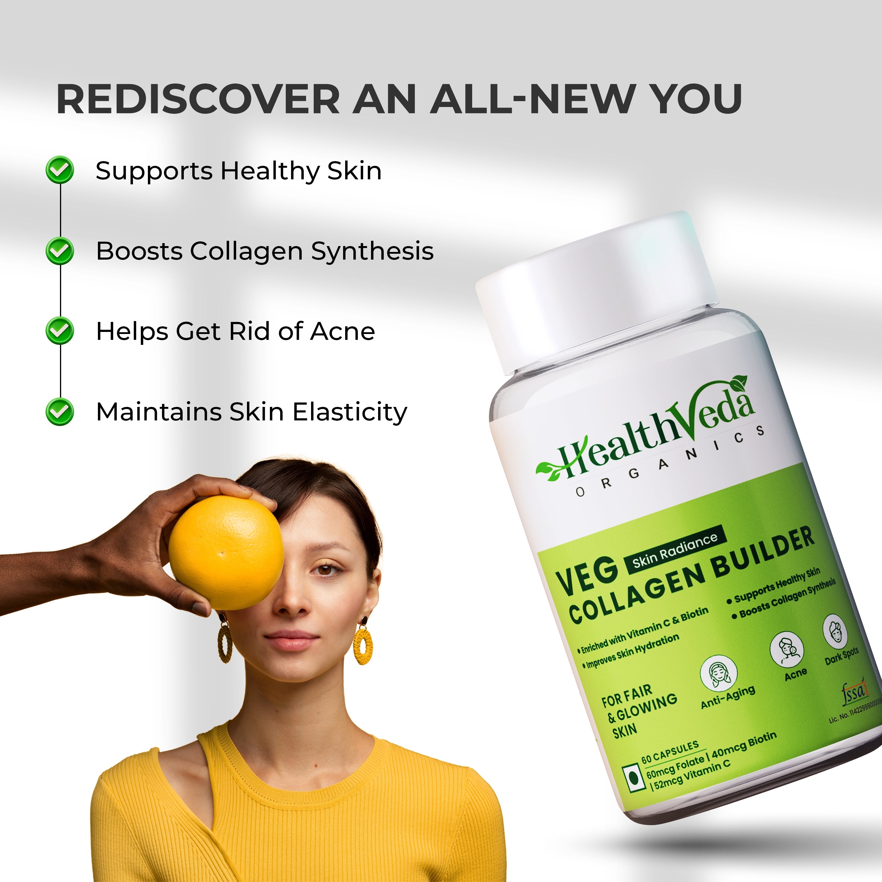 Skin Radiance Collagen Builder 800mg Capsules | Supports Healthy Skin, Stronger Hair, Nails & Joints | 60 capsules