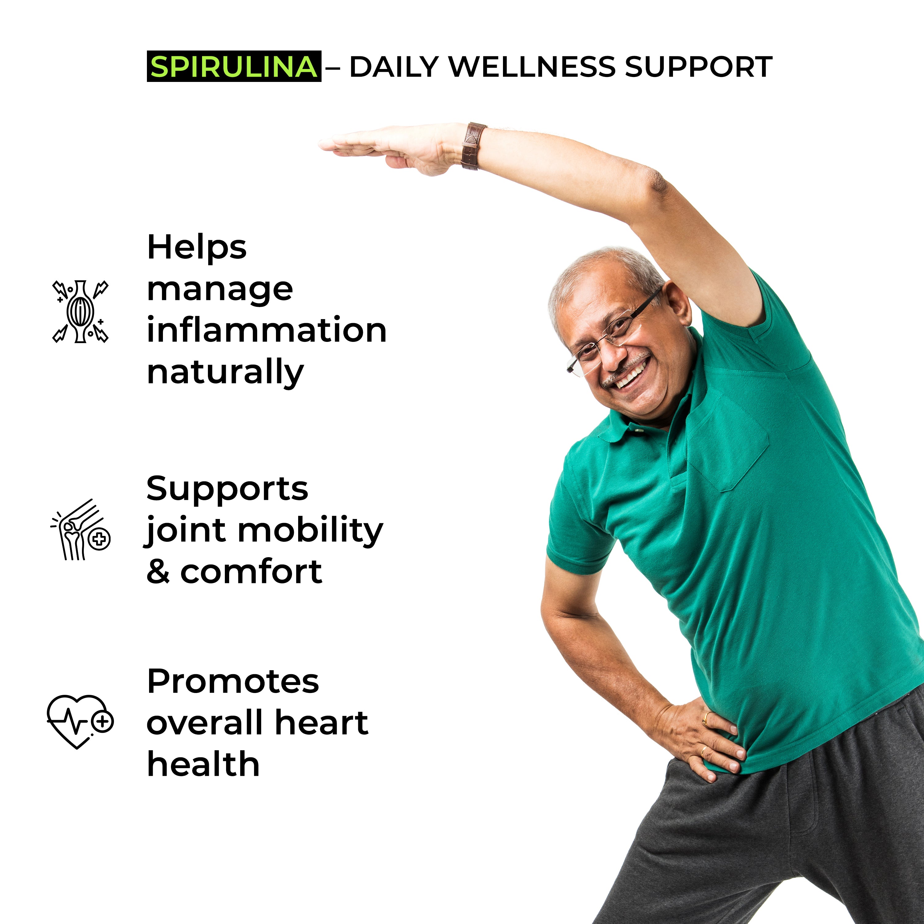 Health Veda Organics 100% Organic Spirulina Powder Tablets 2000mg Per Serving | Natural Superfood for Daily Nutrition, Supports Energy, Immunity & Detox | Certified Spirulina Supplement - 180 Tablets