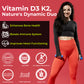 Vitamin D3+K2 as MK7 Supplement | Support Healthy BonesBOOSTS Immune System & Joint Care | 60 Veg Tablets for both Men & Women