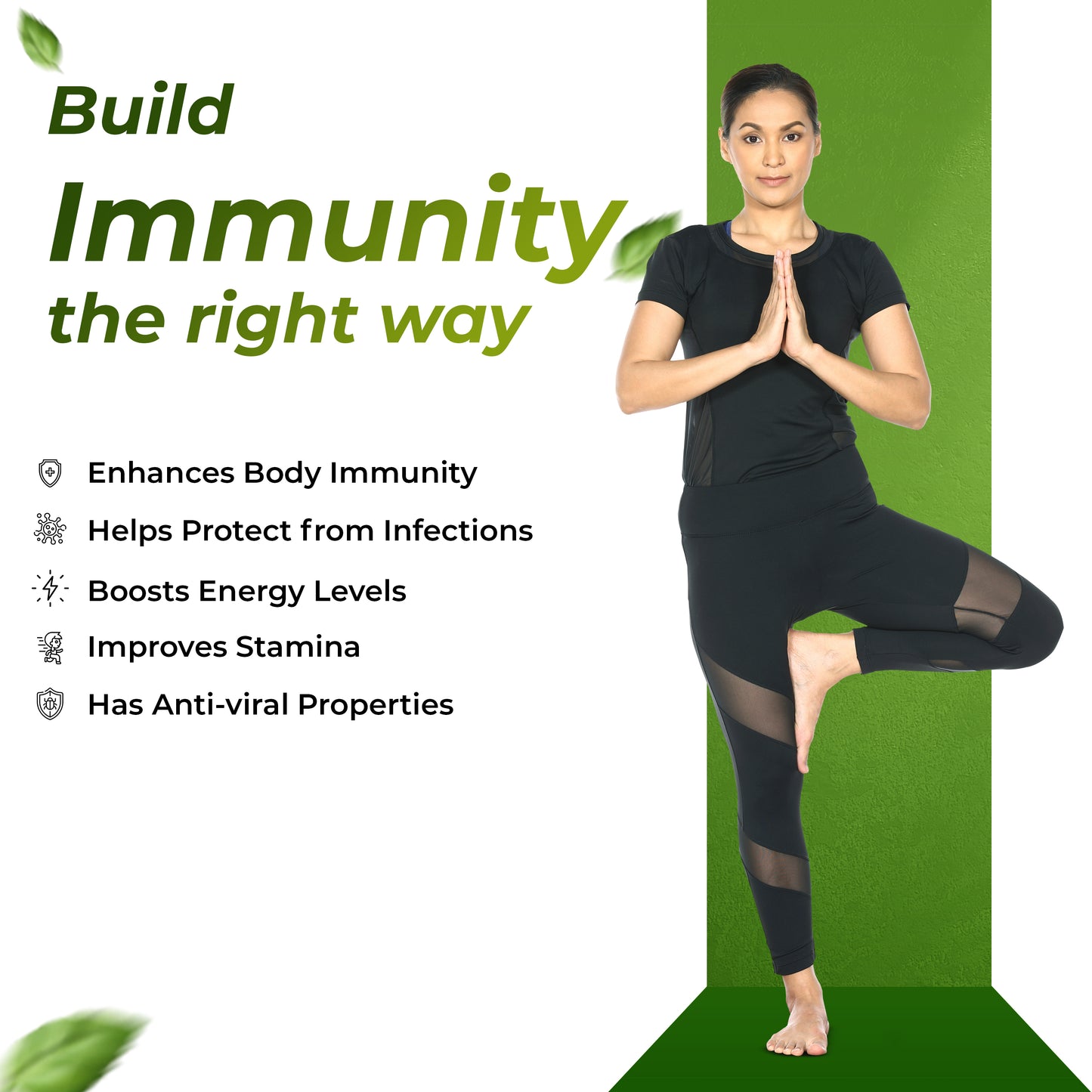 Health Veda Organics Natural Immunity Booster Capsules with Green Amla Powder, Giloy Powder, Mint leaves Powder - 60 Veg Capsules