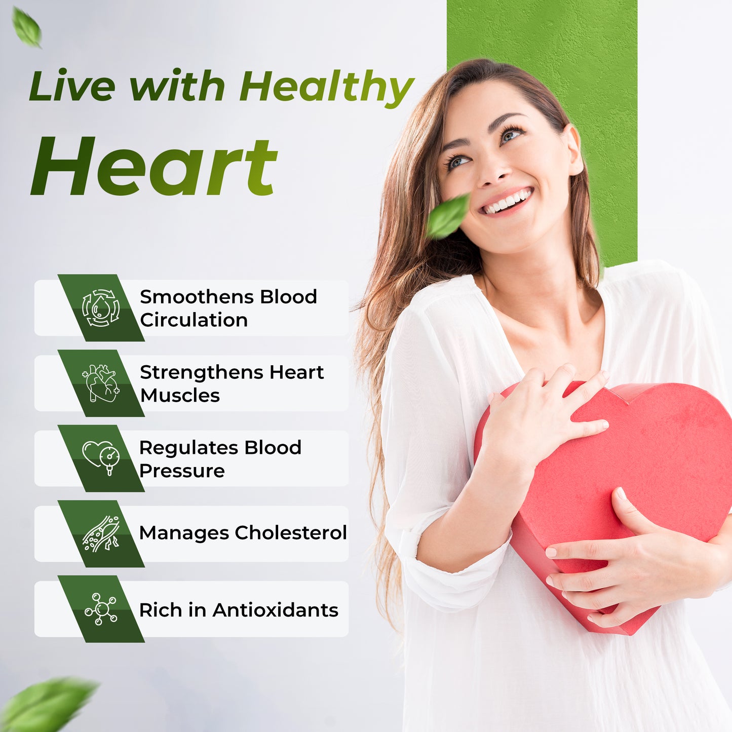 Health Veda Organics Happy Heart Supplement | Supports Heart Health & Enhances Blood Circulation - 60 Veg Tablets